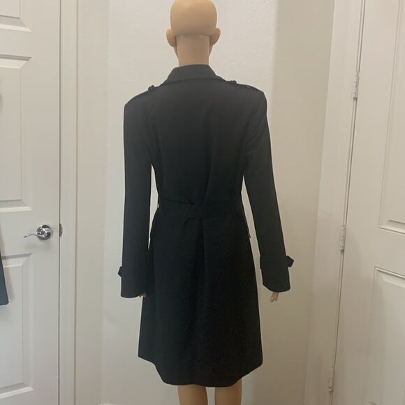 Worthington Works Stretch Separates Size 8 Silver Button Front Black Trench Coat - Picture 6 of 15